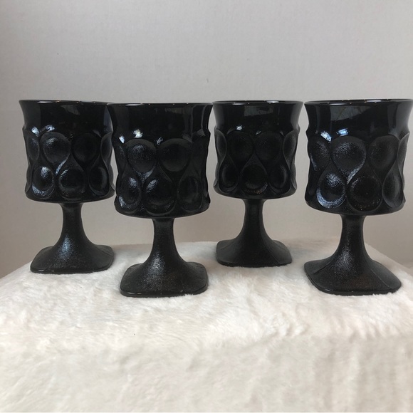 Vintage Noritake Spotlight Black Ebony Teardrop Glass Water Footed Wine, set 4 - Picture 10 of 10